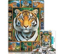 Jigsaw Tiger Collage 1000 Piece Jigsaw Puzzle for Adults Teens,Challenging Game And Family Play Parent-child Interaction 50x75cm