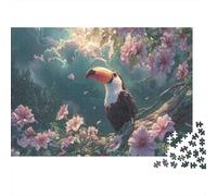 Jigsaw Toucan in Flower Tree Gift Puzzle - Wildlife 1000 Pieces Fun Challenge Adults, Educational Game Home Decor 38x26cm/1000pcs