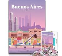 Jigsaw Travel to Buenos Aires Jigsaw Puzzles 1000 Pieces for Adults Teens,is Ideal As A Gift for The Whole Family Suitable for And 14 75x50cm