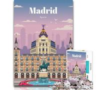 Jigsaw Travel to Madrid Jigsaw Puzzles 1000 Pieces for Adults Teens,is Ideal As A Gift for The Whole Family Suitable for And 14 75x50cm