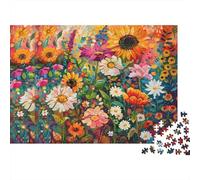 Jigsaw Vibrant Wildflower Field 1000 Pieces Creative Challenge Puzzle, Scenery Educational Games Adults, Home Decoration 38x26cm/1000pcs