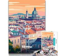 Jigsaw Vienna Cityscape Illustration Jigsaw Puzzles 1000 Pieces for Adults Teens,is Ideal As A Gift for The Whole Family Suitable for And 14 26x38cm