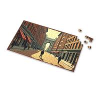 Jigsaw Vintage Street Scene With People Walking In Front Of Brick Buildi Picture Puzzle 4 Year Old Boy Gift 4 Year Old Boy Gift(1000PCS)