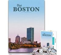 Jigsaw Visit Boston Jigsaw Puzzles for Teenagers 1000 Pieces,for Educational Game Challenge Toy Unique Home Decor And Gifts 26x38cm