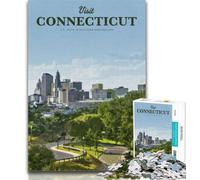 Jigsaw Visit Connecticut Jigsaw Puzzles for Adults 1000,Toys Educational Games Stress Relieving Unique Home Decor And Gifts 75x50cm