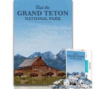 Jigsaw Visit Grand Teton Jigsaw Puzzles 1000 Pieces for Adults Teens,is Ideal As A Gift for The Whole Family Suitable for And 14 75x50cm