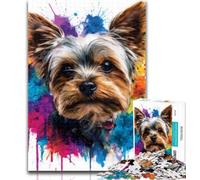 Jigsaw Watercolor Yorkshire Terrier 1000 Pieces Jigsaw Puzzle For Adults Teens,Toys Educational Games Stress Relieving Unique Home Decor And Gifts 50x75cm