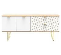 Jigsaw White and Oak Effect 145cm TV Unit with Gold Hairpin Legs