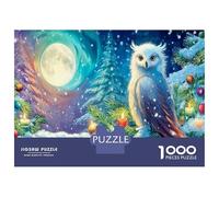 Jigsaw White Owl on Christmas Tree with Candles Puzzle - 1000 Pieces Wildlife: Fun Challenge Adults, Educational Toy Home Decor 52x38cm/1000pcs