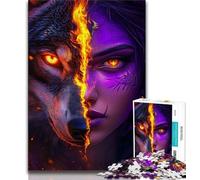 Jigsaw Wolf Girl 1000 Pieces Jigsaw Puzzle for Adults& Teens,Educational Games Home Decoration Deal As Gifts for The Whole Family (26x38cm)