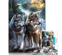 Jigsaw Wolf Under The Moon 1000 Piece Jigsaw Puzzles for Teenagers,for Age 14+ Impossible Game Best Gift for Adults And Teenagers 50x75cm