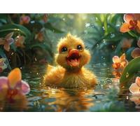 Jigsaw Wooden Puzzle 1000 Pieces A Duck That is in The Water with Flowers Jigsaw Puzzles Challenging Game Home Decor Birthday Party Gift Toy for Adults