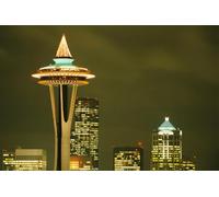 Jigsaw Wooden Puzzle 1000 Pieces Space Needle Seattle Washington Skyline at Night Wooden Puzzles Best Brain Exercises Educational Gift