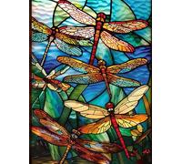 Jigsaw Wooden Puzzle 500 Pieces Color Glass Dragonflies Puzzle For Adults Educational Intellectual Jigsaw Puzzle, Animal Fantasy Puzzles For Adults Fun Game