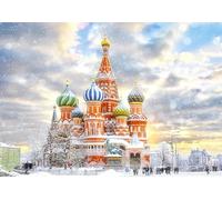 Jigsaw Wooden Puzzles 1000 Pieces for Adults,Moscow Russia Red Square View of St. Basil's Cathedral Wooden Puzzle Fit Together Perfectly Gifts for Family