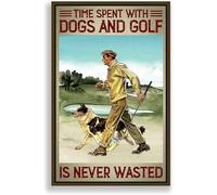 Jigsaw Wooden Puzzles 1000 Pieces for Adults Teens Time Spent with Dogs and Golf is Never Wasted Sign Fun Game Props Toys Decompressing Intellectual Puzzles for Hallowen Birthday