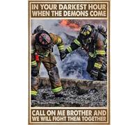 Jigsaw Wooden Puzzles 1000 Pieces Partysigne Firefighter in Your Darkest Hour When The Demons Come Call on me Brother and we Will Fight Them Together Poster Decorations Gift