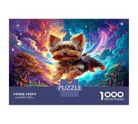 Jigsaw Yorkie Puppy Leaps over Stream Puzzle 1000 Pieces Pet Educational Games Adults Home Decor Great Gift 52x38cm/1000pcs