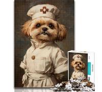 Jigsaw Yorkshire Terrier Nurse 1000 Piece Jigsaw Puzzle for Adults And Teenagers,Decompressing Intellectual Educational Toy Birthday Present, Gifts 50x75cm