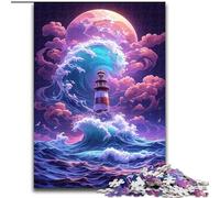 JigsawPuzzle 1000 Pieces for Adults A Lighthouse in The Surf Challenging Puzzles Interactive Family Game, DIY Home Decor, Brain Teaser Gift size 38x26cm