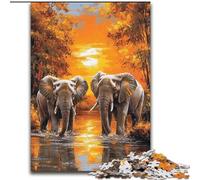 JigsawPuzzle 1000 Pieces for Adults African Elephant Made of Wood, Perfect for Birthday, Christmas size 50X75CM DIY Art Decor