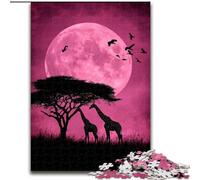 JigsawPuzzle 1000 Pieces for Adults African Giraffe Jigsaw Made of Wood Challenging Brain Teaser for Teenagers, Family Fun, DIY Home Decor Gift size 50X75CM