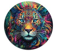 JigsawPuzzle 1000 Pieces for Adults African Leopard Round Paper Puzzles Artwork Decor Intelligence Toy for Family Indoor Games (67.5x67.5cm)
