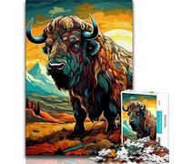 JigsawPuzzle 1000 Pieces for Adults Animal Buffalo,Challenging Game And Family Play Educational Game for Birthday,Chrismas 38X26CM