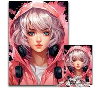 JigsawPuzzle 1000 Pieces for Adults Anime Girl Hoodie Impossible Jigsaw Puzzles for Adults Brain Teaser Game Interactive Family Game Suitable for Ages 1000 PCS(38x26cm)
