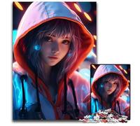 JigsawPuzzle 1000 Pieces for Adults Anime Hoodie Cute Girl Wooden Jigsaw Puzzles Home Decor Brain Teaser Game for Teenagers & Family Interaction 1000 PCS(75x50cm)