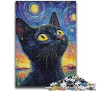 JigsawPuzzle 1000 Pieces for Adults Art Black Cat Learning Educational Toy for Is Ideal As A Gift for The Whole Family 26x38cm
