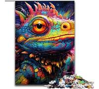 JigsawPuzzle 1000 Pieces for Adults Art Chameleon Made of Wood, Unique DIY Home Decor Gift Idea 50x75cm Engaging Family Game Night Activity