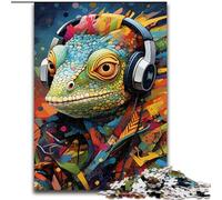 JigsawPuzzle 1000 Pieces for Adults Art Chameleon Made of Wood, Unique DIY Home Decor Gift Idea 50x75cm Birthday Gift Idea, Challenging Brain Teaser Game