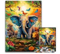 JigsawPuzzle 1000 Pieces for Adults Art Elephant Wooden Jigsaw Puzzles Ideal DIY Decor & Brain Teaser Gift 50x75CM/19.68x29.52inch