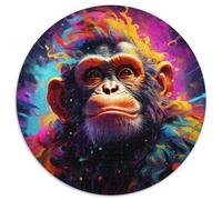 JigsawPuzzle 1000 Pieces for Adults Art Monkey Round Cardboard Puzzles for Teenagers,Couples,and Friends for Birthdays,Christmas (67.5x67.5cm)