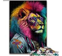 JigsawPuzzle 1000 Pieces for Adults Art Neon Lion Jigsaw Puzzles Made of cardboard,Birthday Gift Idea, Challenging Brain Teaser Game 1000pcs(26x38cm)
