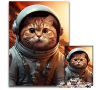 JigsawPuzzle 1000 Pieces for Adults Astronaut Exotic KittenWooden Puzzles DIY Decoration Brain Challenge for Adult Family 1000 PCS(75x50cm)