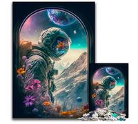 JigsawPuzzle 1000 Pieces for Adults ASTRONAUT FLOWERS Wooden Jigsaw Puzzles Family Activity Brain Teaser Home Decor 1000 PCS(75x50cm)