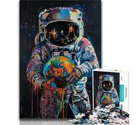 JigsawPuzzle 1000 Pieces for Adults Astronaut Oil Painting,Help The Brain Exercise Addictive Toys to Cultivate Patience Perfect Decoration 38x26cm