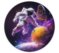 JigsawPuzzle 1000 Pieces for Adults Astronaut Playing Basketball Round Cardboard Puzzles for Family Fun Perfect for Holidays,Interactive Game Nights (Size 67.5x67.5cm)