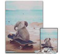 JigsawPuzzle 1000 Pieces for Adults Baby Elephant Skateboard Paper Jigsaw Puzzles Family Activity Brain Teaser Home Decor 1000 PCS(38x26cm)