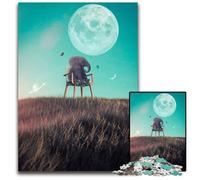 JigsawPuzzle 1000 Pieces for Adults Baby Elephant Three Moons Puzzles for Adults Educational Toy for Teenagers Home Office Decor 1000 PCS(75x50cm)