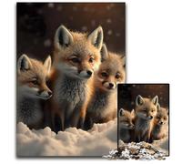 JigsawPuzzle 1000 Pieces for Adults Baby Fox in SnowWooden Puzzles DIY Decoration Brain Challenge for Adult Family 1000 PCS(75x50cm)