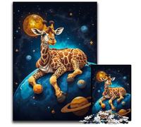 JigsawPuzzle 1000 Pieces for Adults Baby Giraffe Lying Space Paper Jigsaw Puzzles Family Activity Brain Teaser Home Decor 1000 PCS(38x26cm)