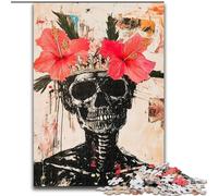 JigsawPuzzle 1000 Pieces for Adults Basquiat-style Flowers And Skulls, Challenging Game Toys Wall Decoration Unique Birthday And Xmas Gifts (Size 26x38cm)