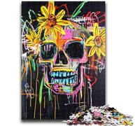 JigsawPuzzle 1000 Pieces for Adults Basquiat-style Flowers And Skulls Educational Games Home Decoration Birthday Present, Gifts for Age 14+ 50x75cm