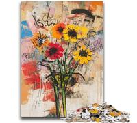 JigsawPuzzle 1000 Pieces for Adults Basquiat-style Flowers Toys Educational Games Stress Relieving Artists Collection, Fine Art 50x75cm
