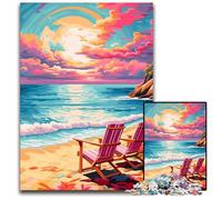 JigsawPuzzle 1000 Pieces for Adults Beach Landscape Wooden Jigsaw Puzzles Family Activity Brain Teaser Home Decor 1000 PCS(75x50cm)