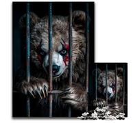 JigsawPuzzle 1000 Pieces for Adults Bear in Cage with War Paint Puzzles for Adults Educational Toy for Teenagers Home Office Decor 1000 PCS(38x26cm)