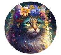 JigsawPuzzle 1000 Pieces for Adults Beautiful Cat Round Cardboard Puzzles Family Game Night,Home Decor & Brain Training Gift (Size 67.5x67.5cm)